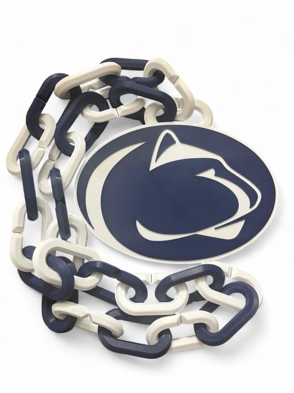 Navy and Cream Collegiate Chain Belt with Penn State Nittany Lion Medallion